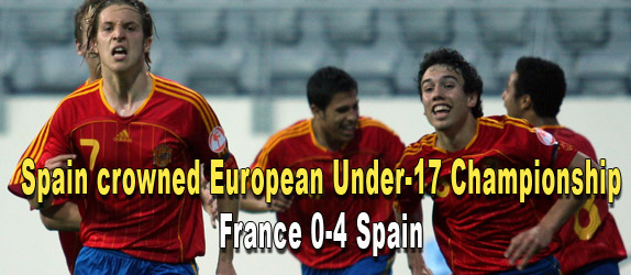 ' Spain became the first team to retain the UEFA European Under-17 Championship and gave a scintillating display worthy of coach Juan Santisteban to defeat France in the final. '