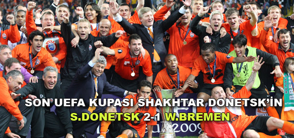 '''UEFA Kupas'' ad altnda son kez oynan Fenerbahe kr Saracolu Stad'nda oynanan final karlamasnda Almanya'nn Werder Bremen takmn 2-1 yenen Shakhtar Donetsk ampiyon oldu. Shakhtar Donetsk, 25. dakikada Luiz Adriano'nun golyle 1-0 ne geti. Werder Bremen 35. dakikada Naldo'nun att golle skoru 1-1 yapt. Normal sresi 1-1 sona eren karlamada 97. dakikada Jadson'un kaydettii gol ile ne geen Shakhtar Donetsk ampiyon oldu. Karlama sonras dzenlenen trende S.Donetsk'e kupay UEFA Bakan Michel Platini verdi.'