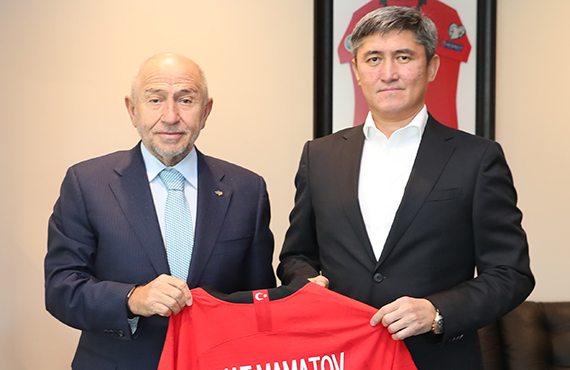 Nihat zdemir'e Krgzistan Federasyon Bakan Mamatov'dan ziyaret