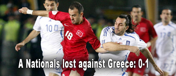 A Nationals lost against Greece: 0-1