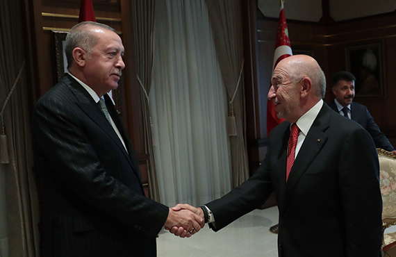 Cumhurbakan Erdoan, TFF Bakan Nihat zdemir'i kabul etti