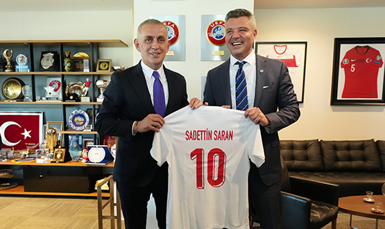 Sadettin Saran, TFF Bakan Hacosmanolu'nu Ziyaret Etti